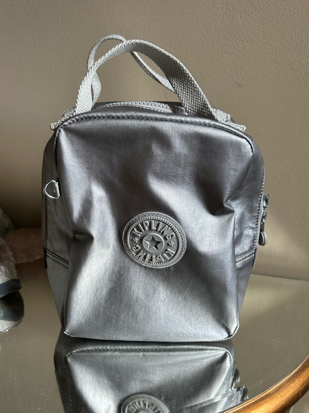 Kipling Metallic Silver Travel Bag
